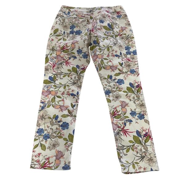J.Jill Jeans Womens 2 Petite White Floral Denim Slim Ankle Authentic Fit‎ Cotton - Picture 2 of 9